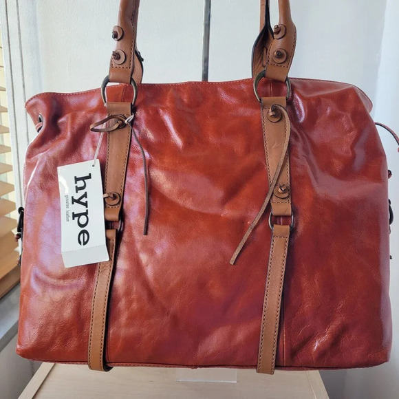 Hype Handbags - HYPE Genuine Leather Large Brown Glazed Tassel Shoulder Bag - NWT